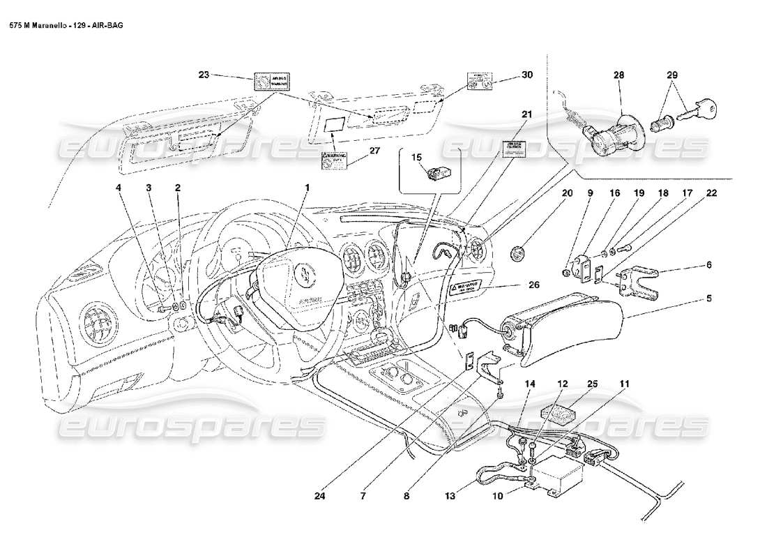 ferrari 575m maranello schéma des pièces de l'airbag