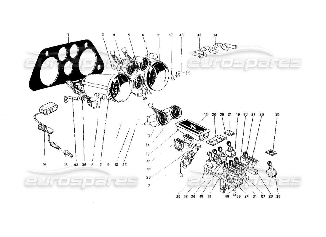 ferrari 308 quattrovalvole (1985) instruments et accessoires schéma des pièces