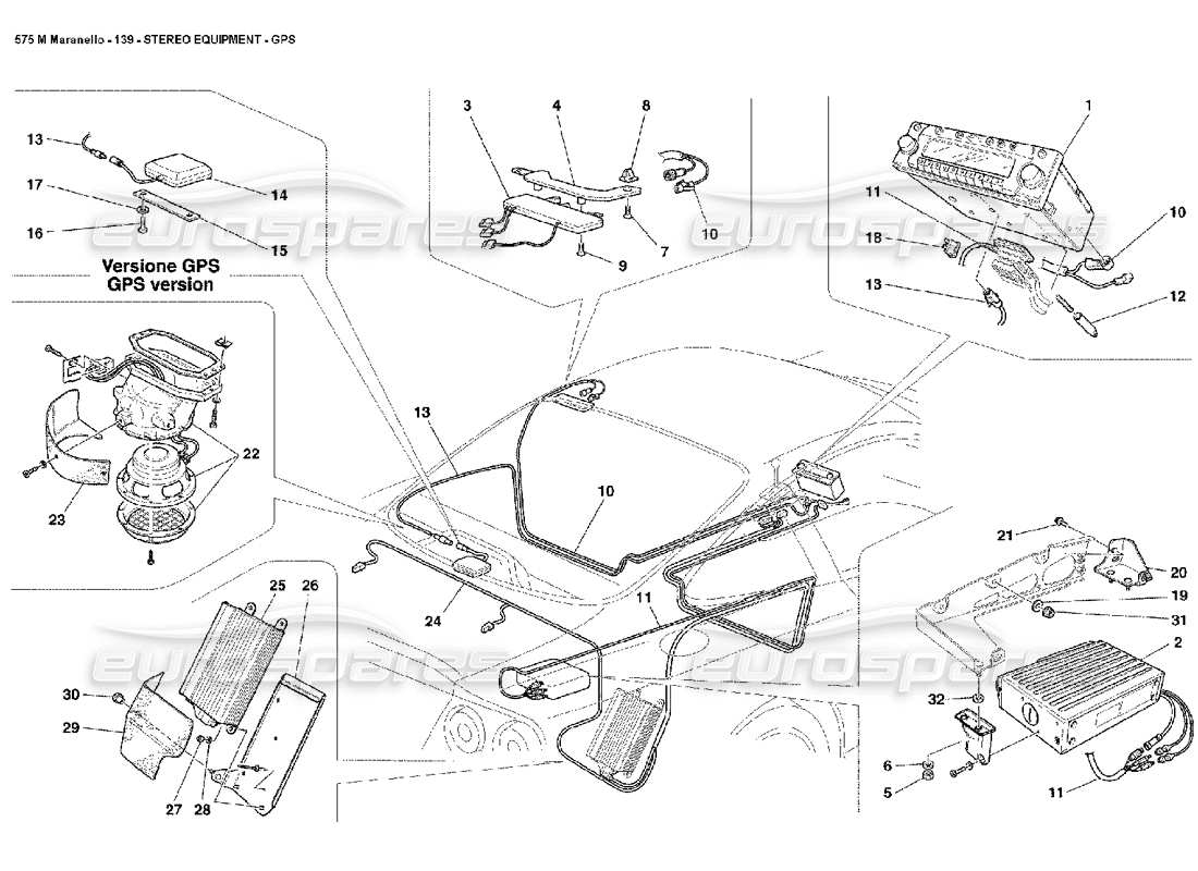 ferrari 575m maranello schéma des pièces gps de l'équipement stéréo