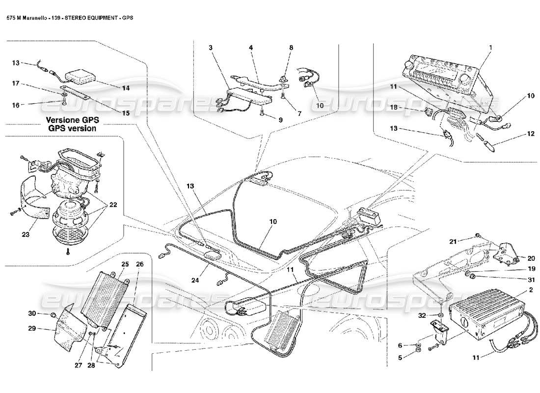 ferrari 575m maranello schéma des pièces gps de l'équipement stéréo