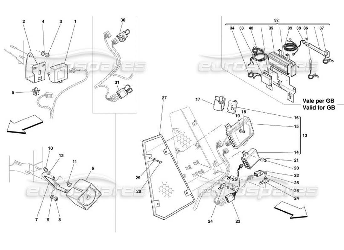 ferrari 575 superamerica schéma des pièces des tableaux et dispositifs électriques antivol