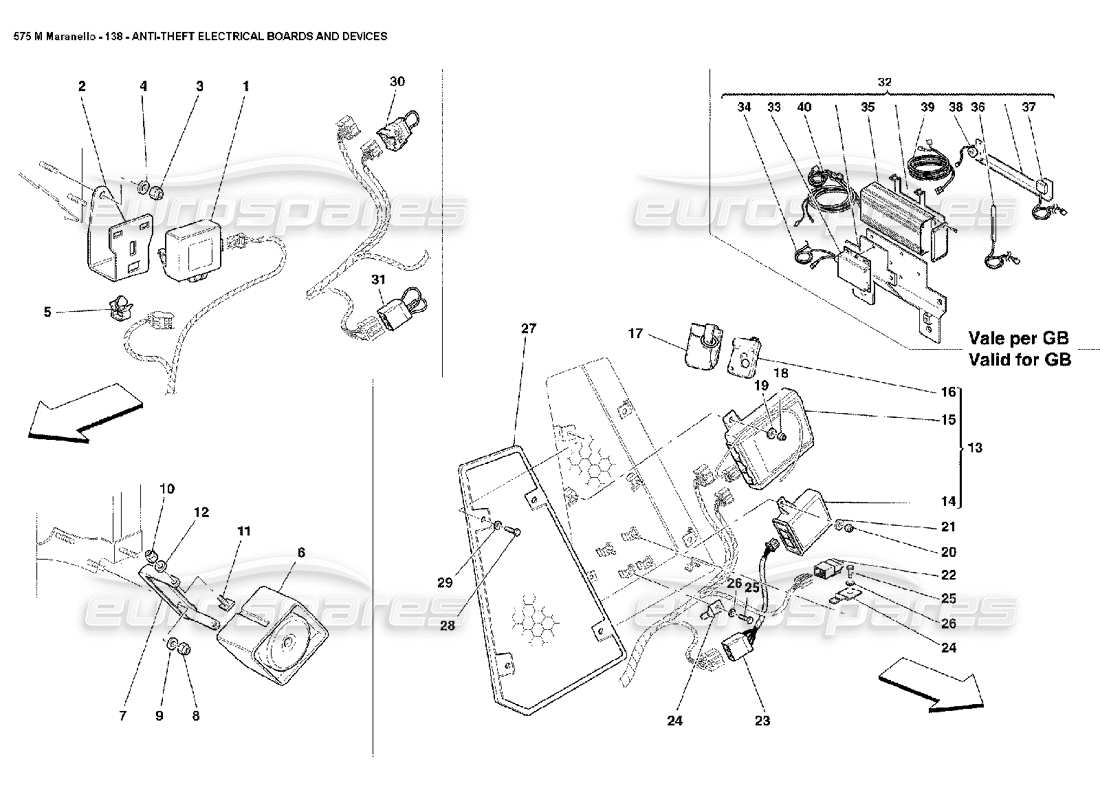 ferrari 575m maranello schéma des pièces des tableaux et dispositifs électriques antivol