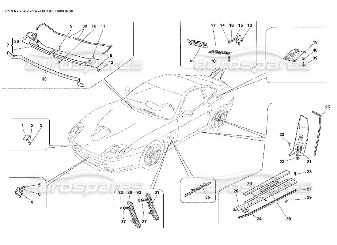 ferrari 575m maranello diagramme des pièces des finitions extérieures