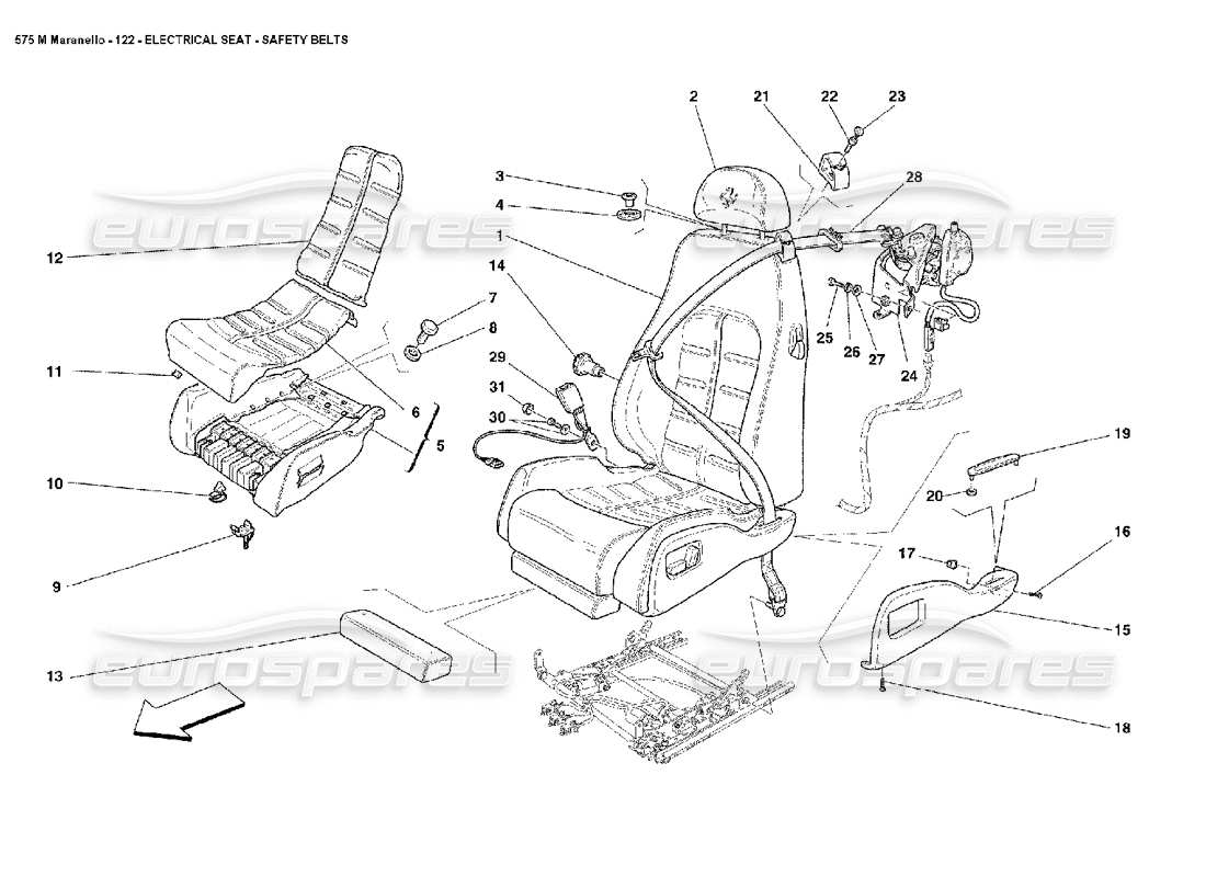 ferrari 575m maranello schéma des pièces des ceintures de sécurité électriques