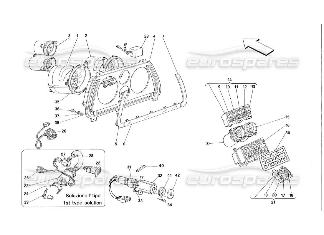 ferrari 348 (1993) tb / ts instruments schéma des pièces