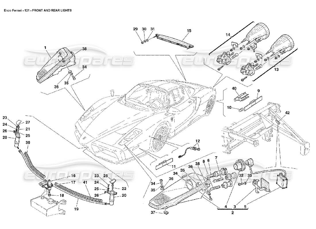 ferrari enzo schéma des pièces des feux avant et arrière