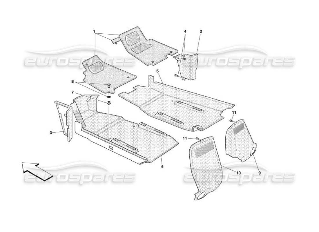 ferrari 575 superamerica schéma des pièces des tissus d'ameublement et des moquettes de l'habitacle