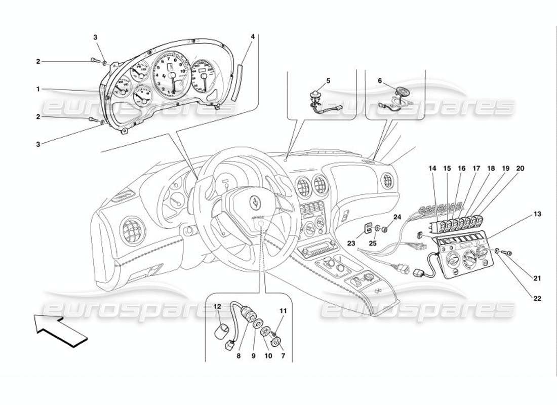 ferrari 575 superamerica schéma des pièces des instruments