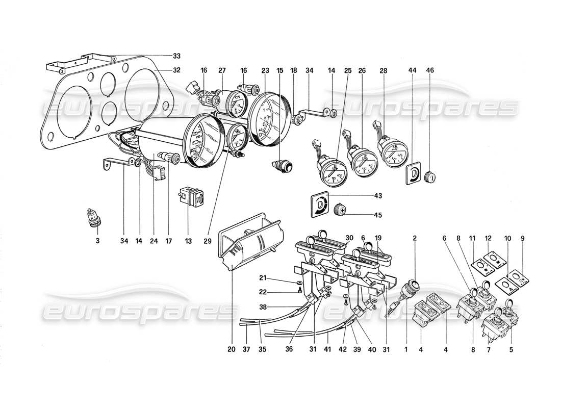 ferrari 288 gto schéma des pièces des instruments et accessoires