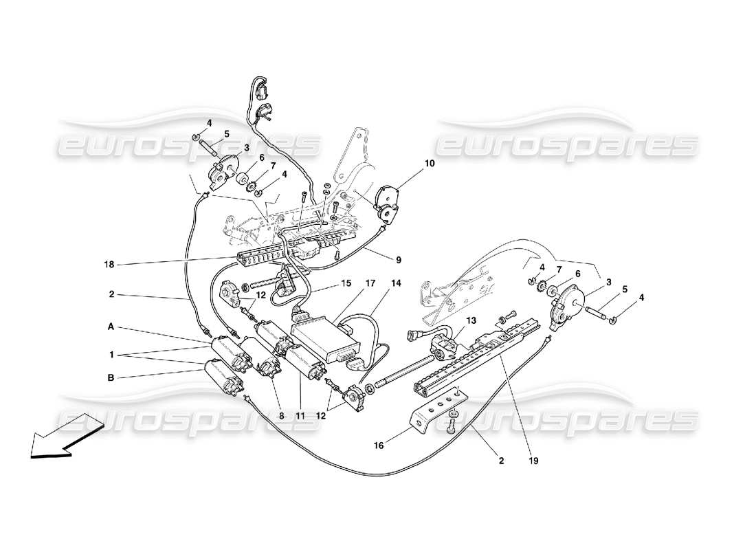 ferrari 456 gt/gta schéma des pièces du système de mouvement du siège avant