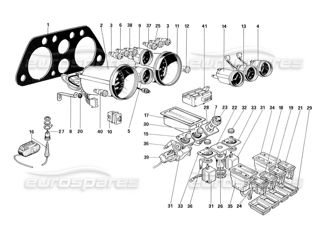 ferrari 328 (1988) instruments et accessoires schéma des pièces