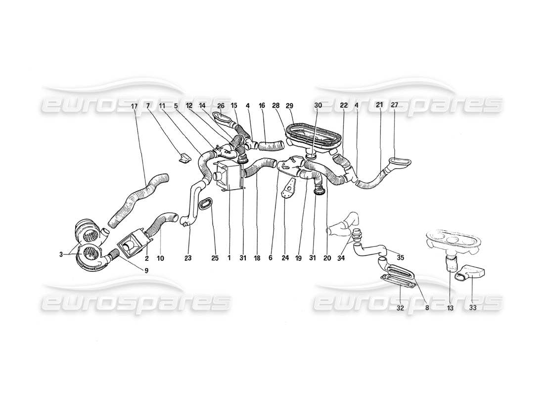 ferrari 288 gto schéma des pièces du système de chauffage