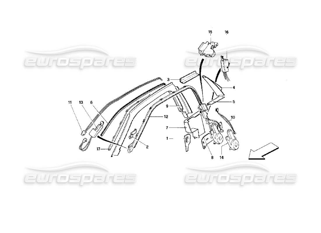 ferrari 512 tr système de ceintures de sécurité passives - valable pour les états-unis - schéma des pièces