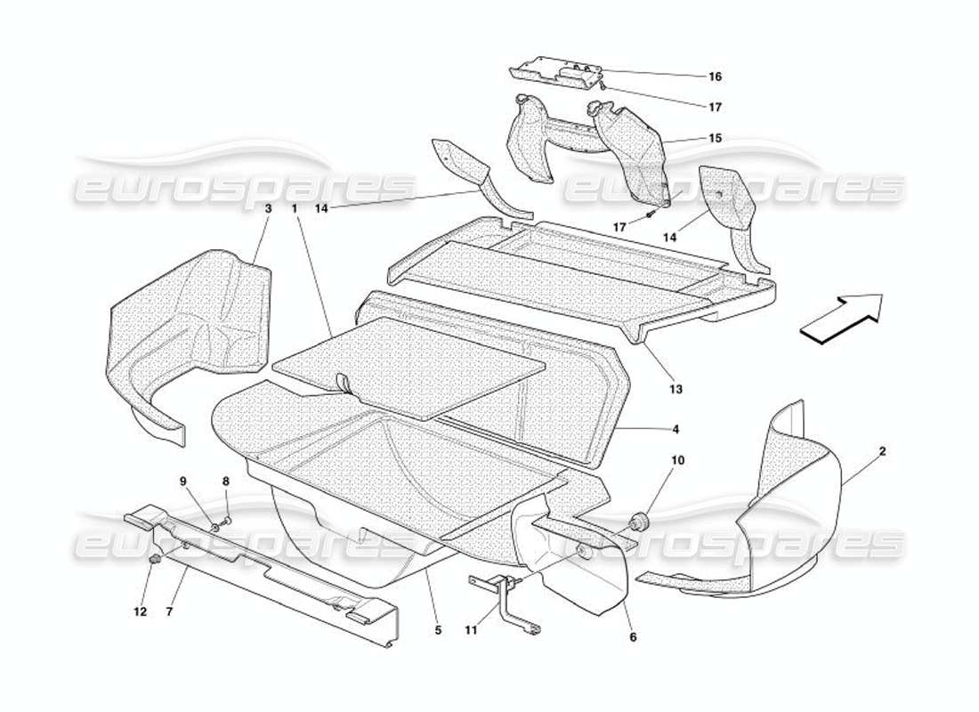 ferrari 575 superamerica schéma des pièces de rembourrage de coffre