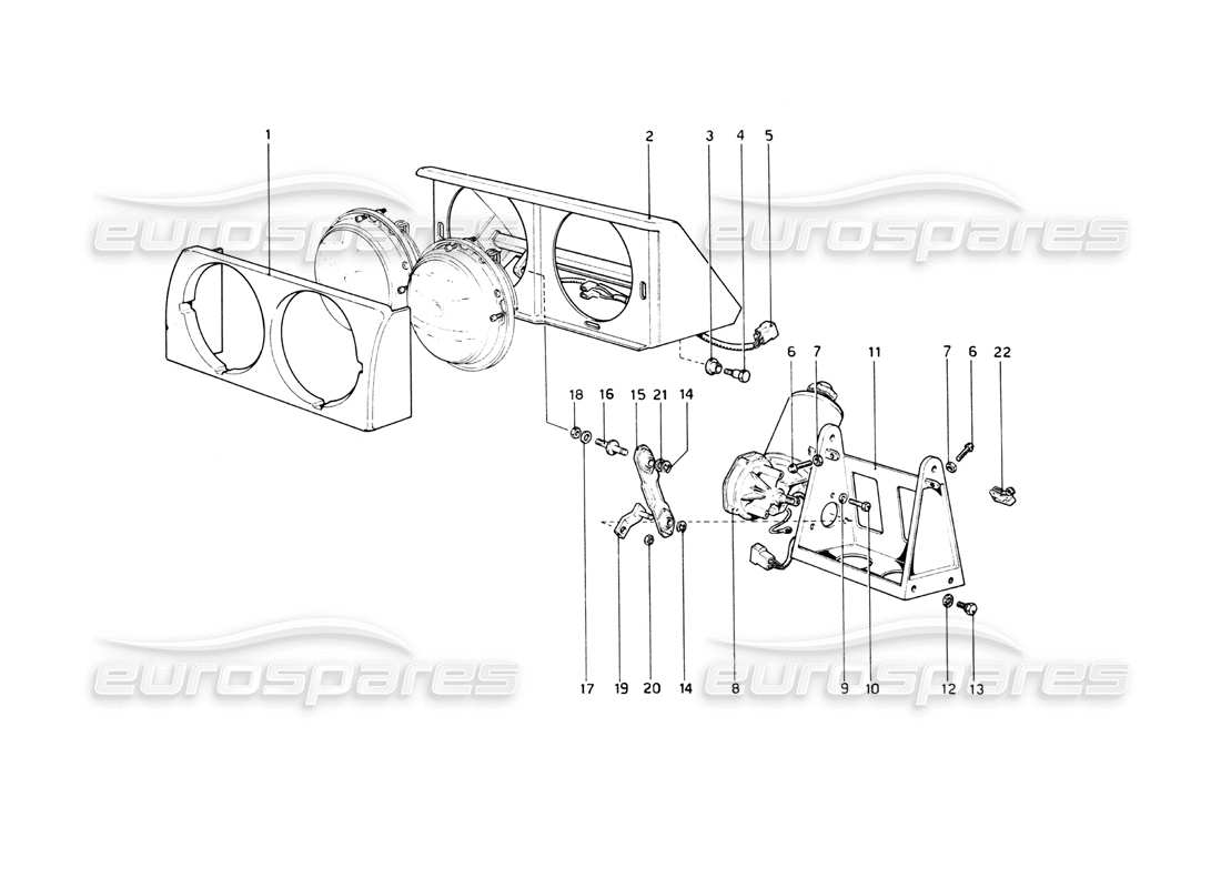 ferrari 512 bb dispositif de levage des phares schéma des pièces