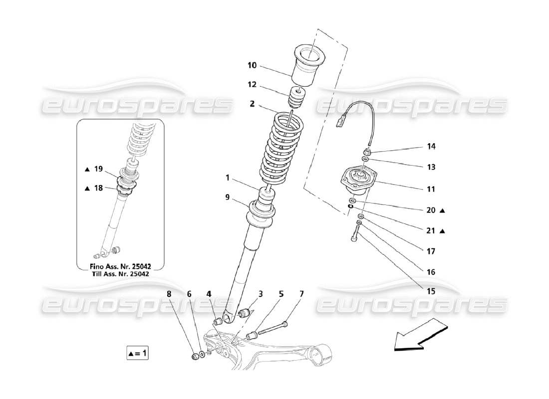 maserati qtp. (2006) 4.2 schéma des pièces des pièces de suspension avant