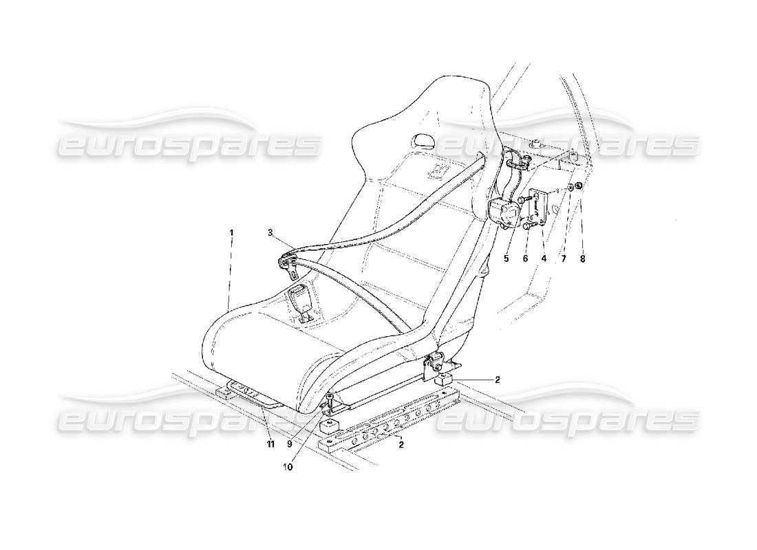 ferrari f40 sièges - ceintures de sécurité - pas pour les états-unis - schéma des pièces