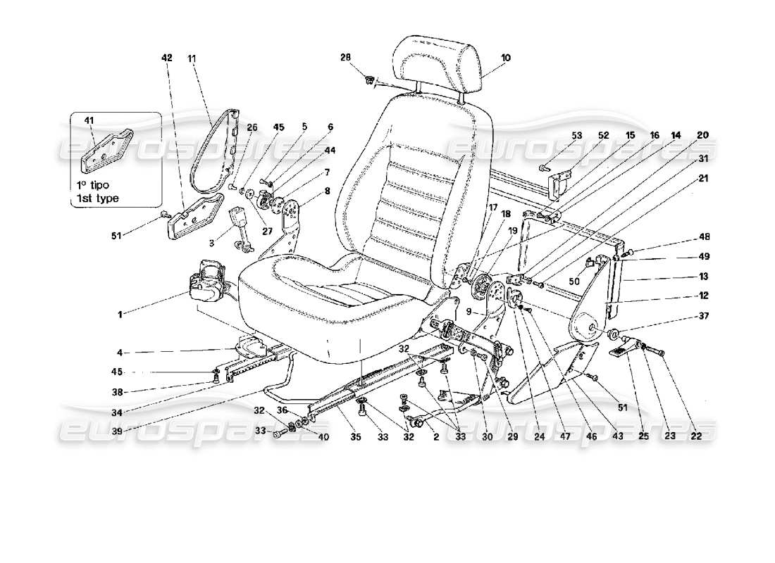 ferrari 512 tr sièges et ceintures de sécurité -valable pour les états-unis- schéma des pièces