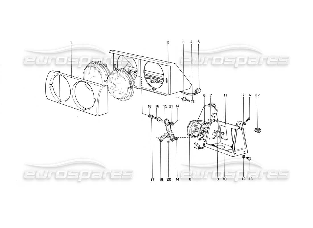 ferrari 365 gt4 berlinetta boxer dispositif de levage des phares schéma des pièces