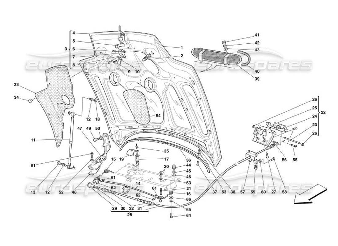 ferrari 575 superamerica schéma des pièces du capot moteur