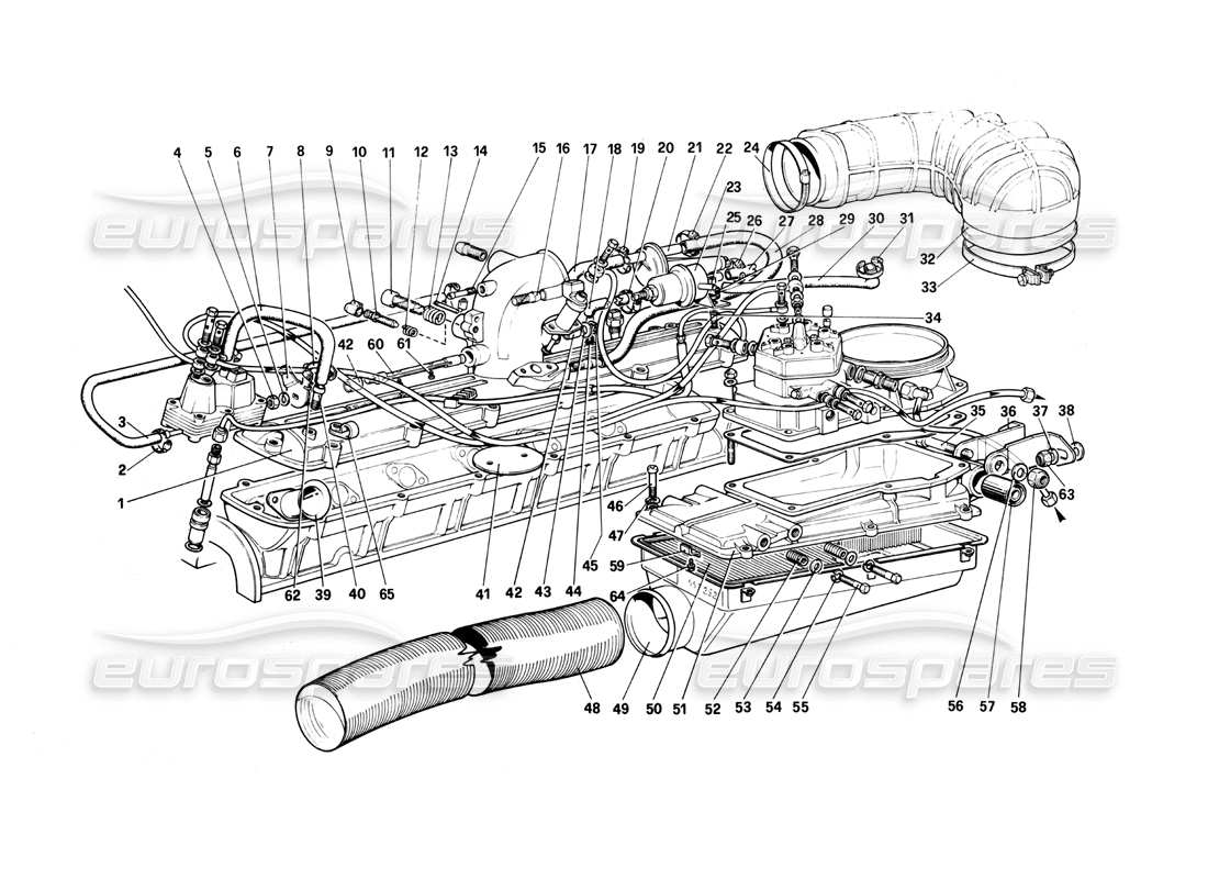 ferrari 400i (1983 mechanical) système d'injection de carburant - prise d'air, diagramme de pièces des conduites