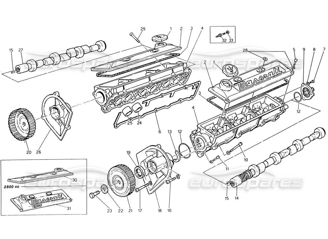 un schéma de pièces du catalogue de pièces maserati biturbo (1983-1995)