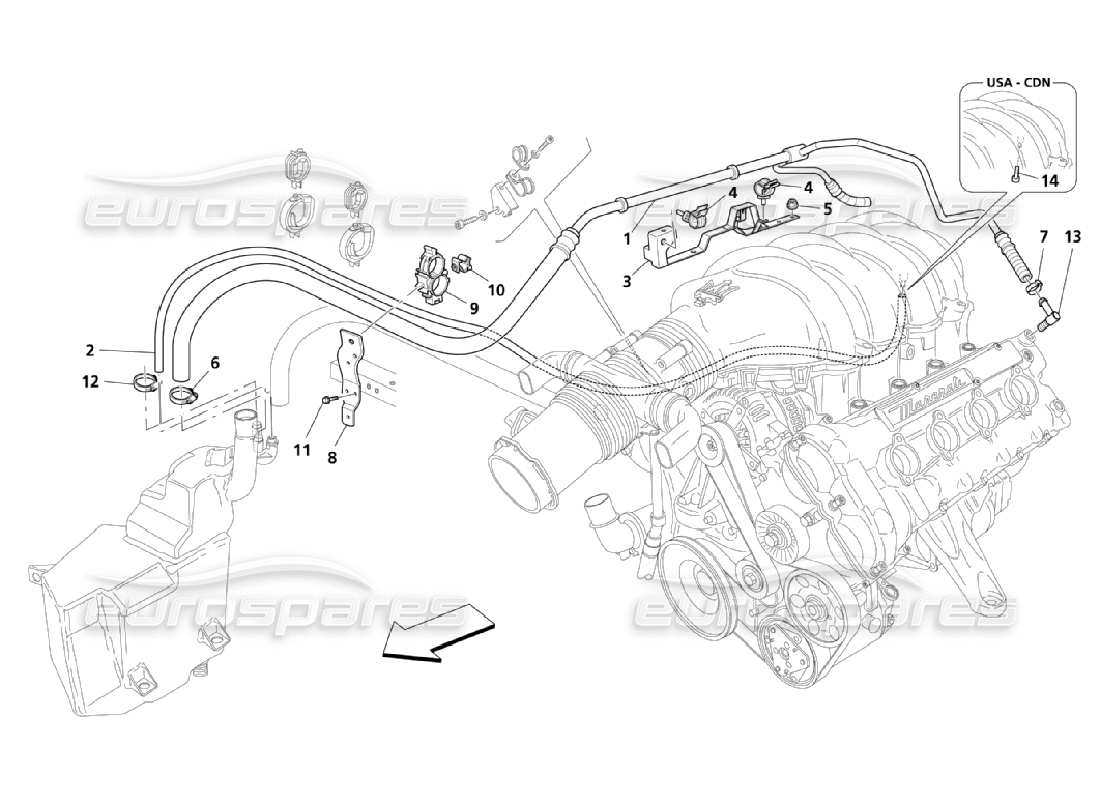 un diagramme de pièces du Maserati QTP. (2006) 4.2 catalogue de pièces