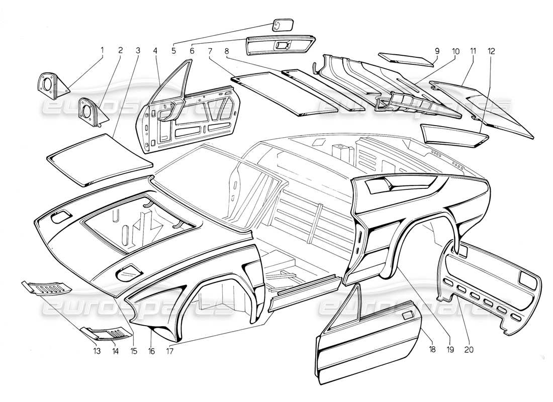 un schéma de pièces du catalogue de pièces lamborghini jalpa