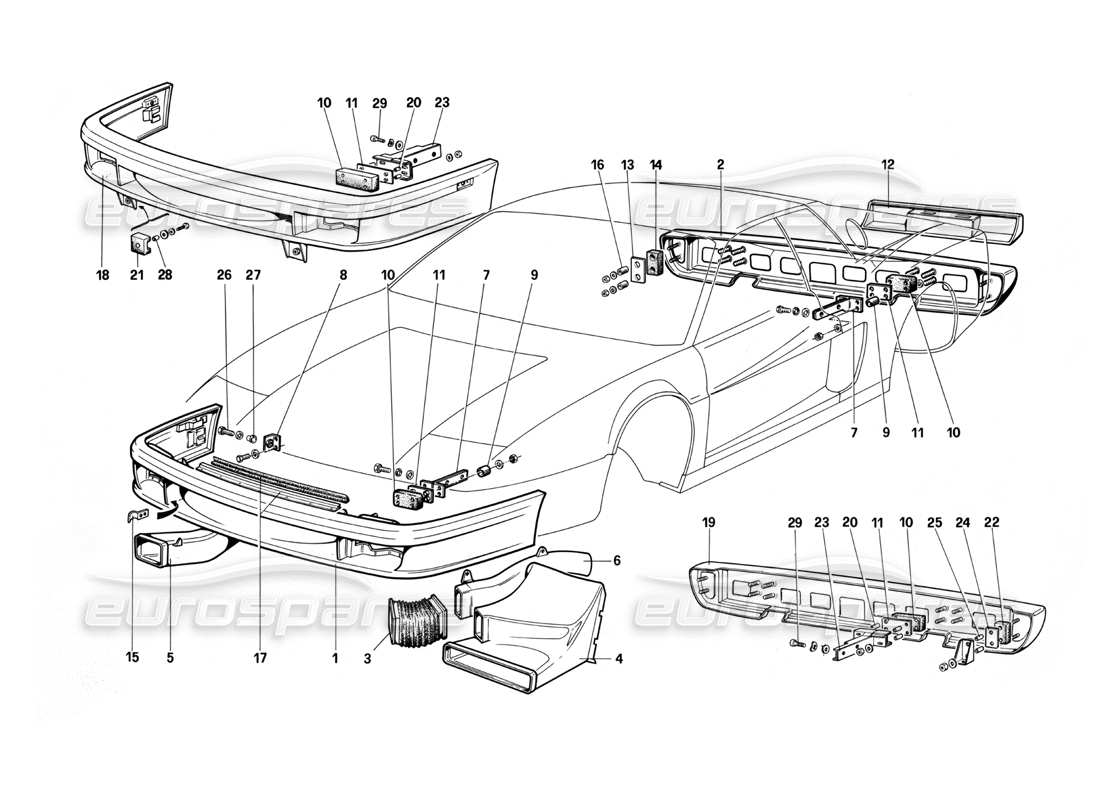 un schéma de pièces du catalogue de pièces ferrari testarossa (1987)