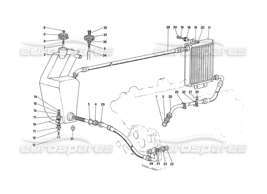 un schéma de pièces du catalogue de pièces ferrari 288