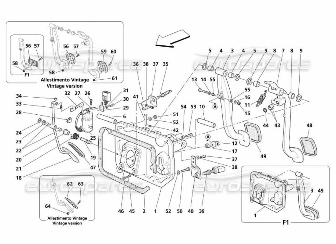 un schéma de pièces du catalogue de pièces Maserati 4200 Spyder (2005)