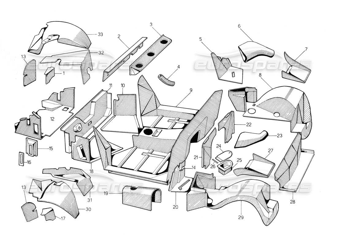 un schéma de pièces du catalogue de pièces lamborghini countach 5000 qv (1985)