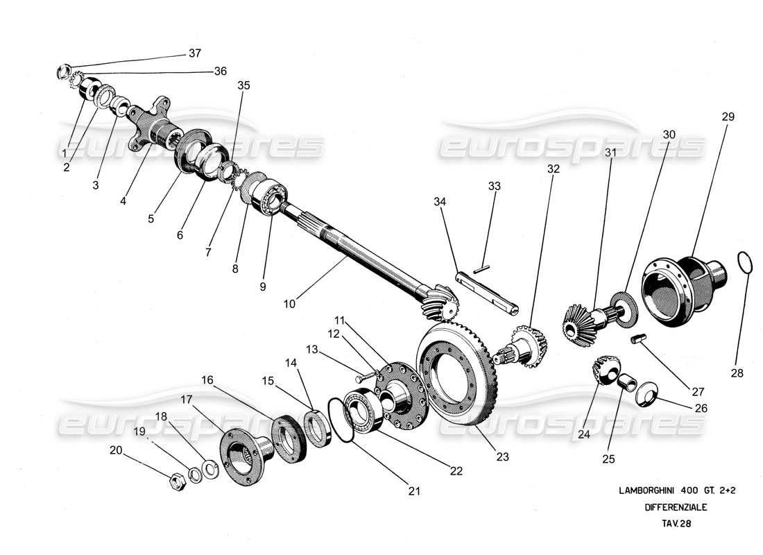 un schéma de pièces du catalogue de pièces lamborghini 400