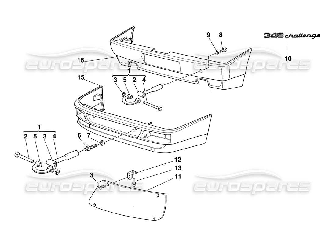 un schéma de pièces du catalogue de pièces du Ferrari 348 Challenge (1995)