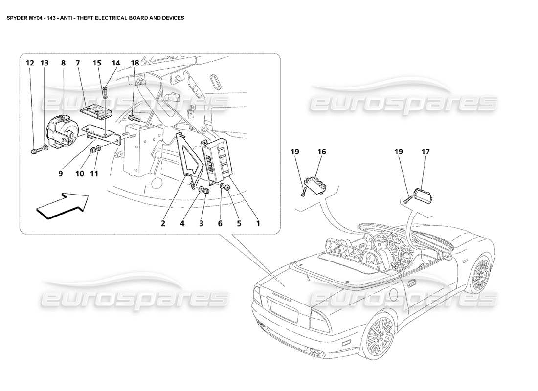 un schéma de pièces du catalogue de pièces maserati 4200 spyder (2004)