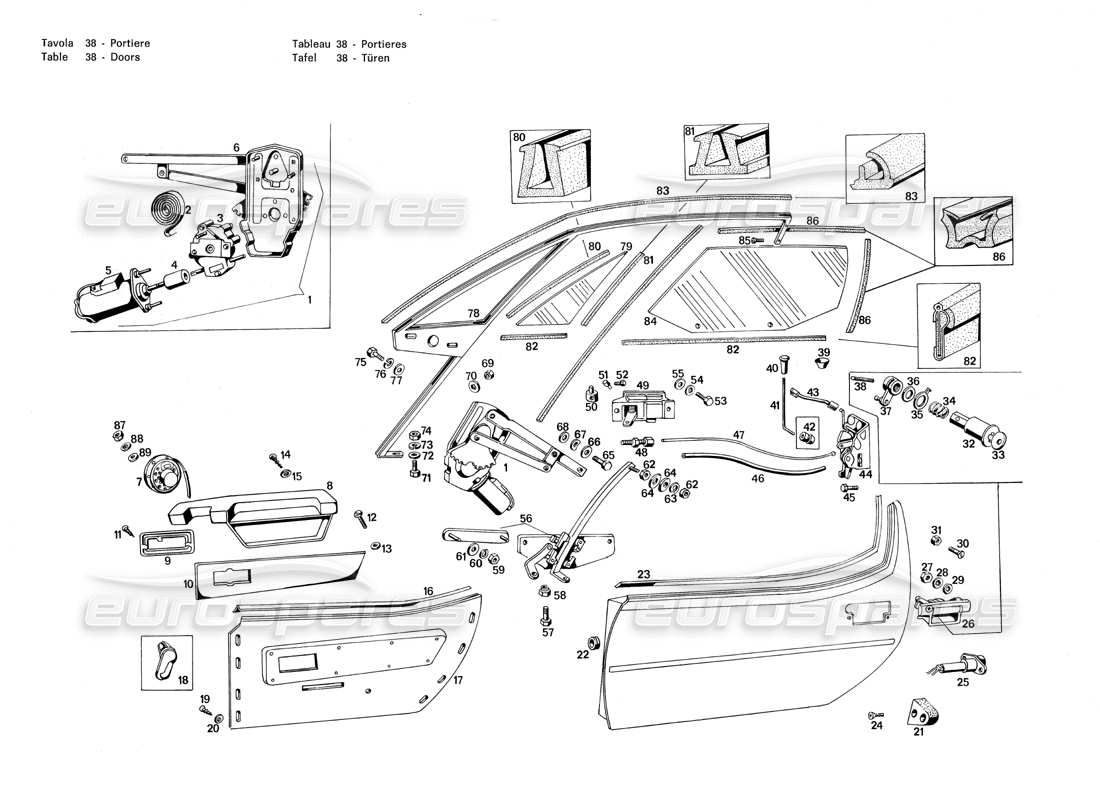 un schéma de pièces du catalogue de pièces maserati merak 3.0