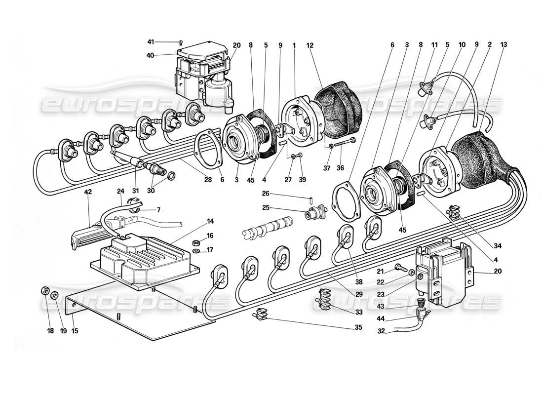 un schéma de pièces du catalogue de pièces ferrari testarossa (1987)