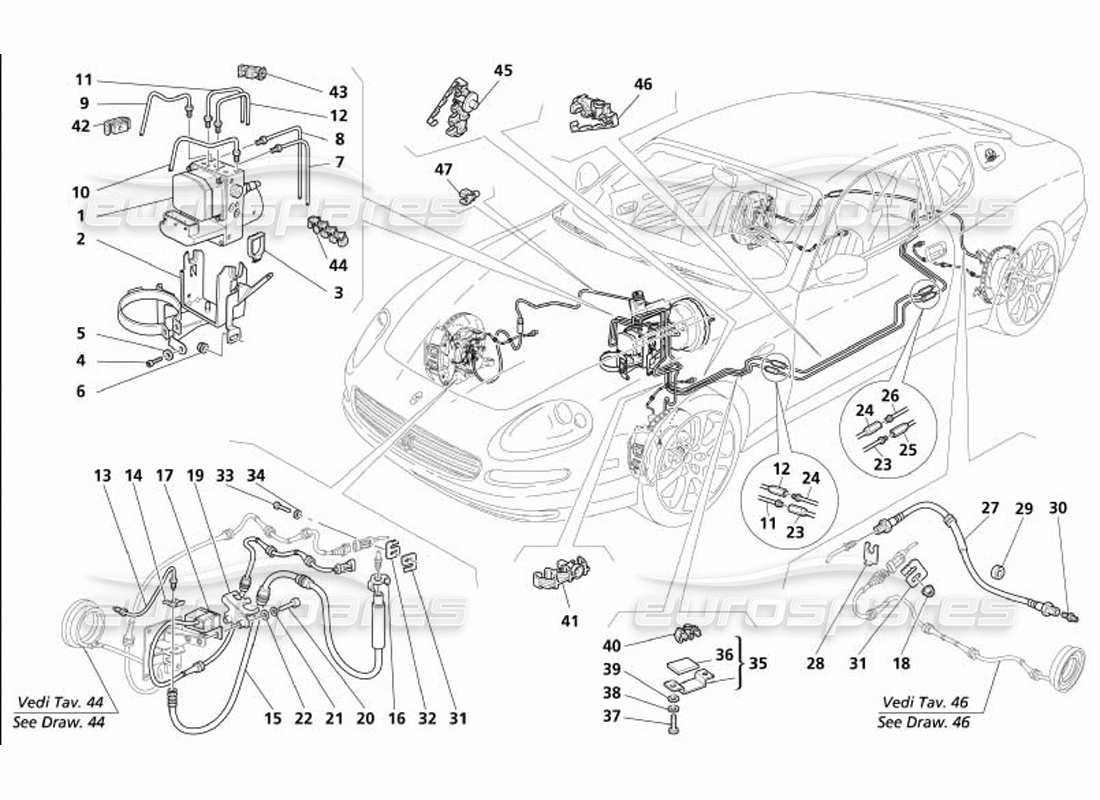 un schéma de pièces du catalogue de pièces du Maserati 4200 Coupé (2005)
