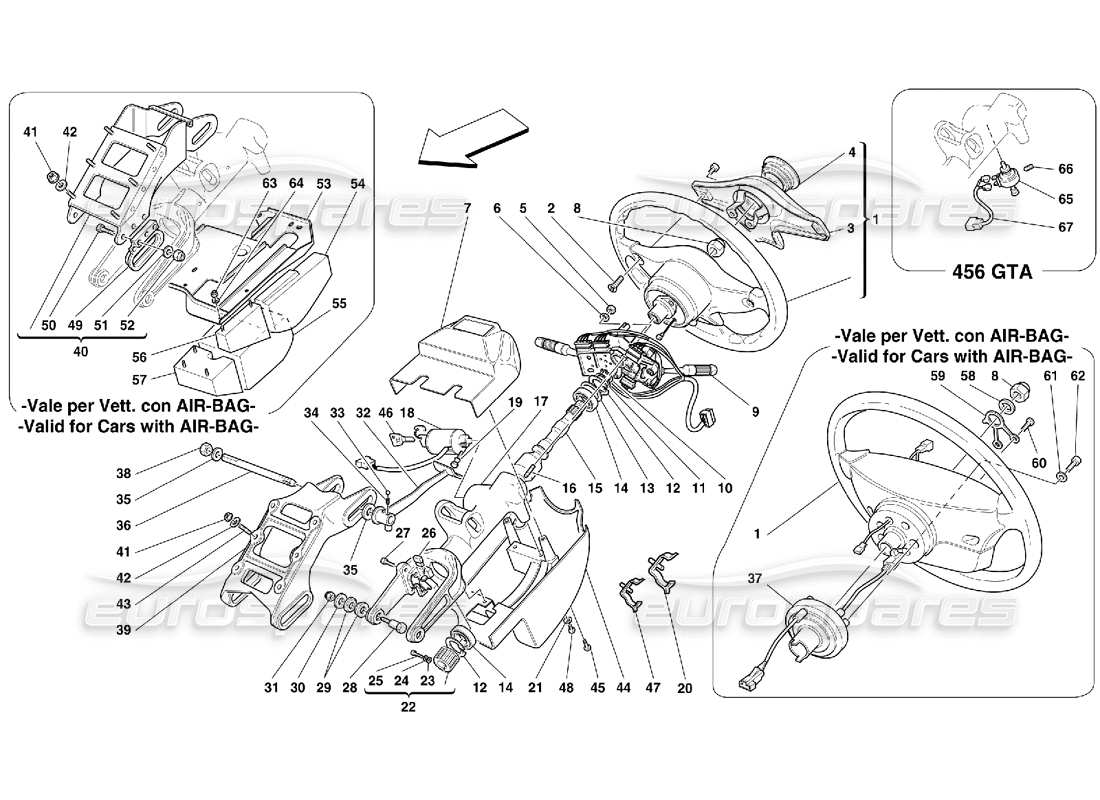un schéma de pièces du catalogue de pièces ferrari 456 gt/gta