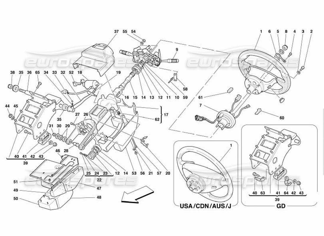un schéma de pièces du catalogue de pièces ferrari 550