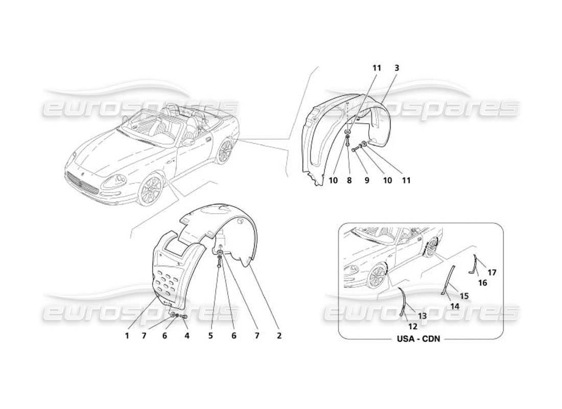 un schéma de pièces du catalogue de pièces maserati 4200 spyder (2005)