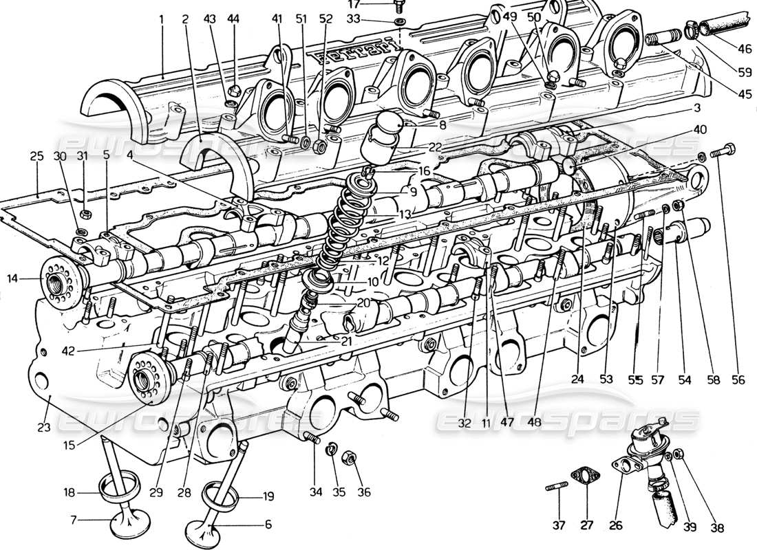 un schéma de pièces du catalogue de pièces ferrari 365 gt4 2+2 (1973)