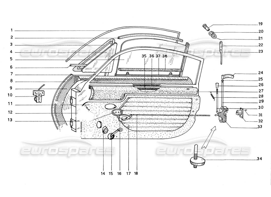 un schéma de pièces du catalogue de pièces ferrari 206 gt dino (coachwork)