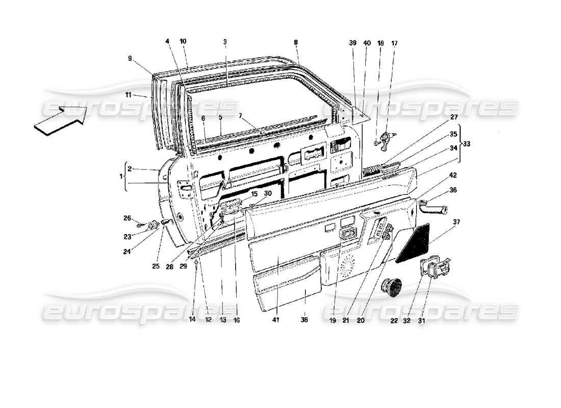 un schéma de pièces du catalogue de pièces Ferrari Mondial 3.4 t Coupé/Cabrio