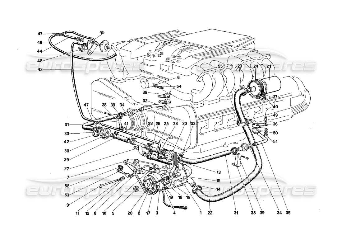 un schéma de pièces du catalogue de pièces ferrari testarossa
