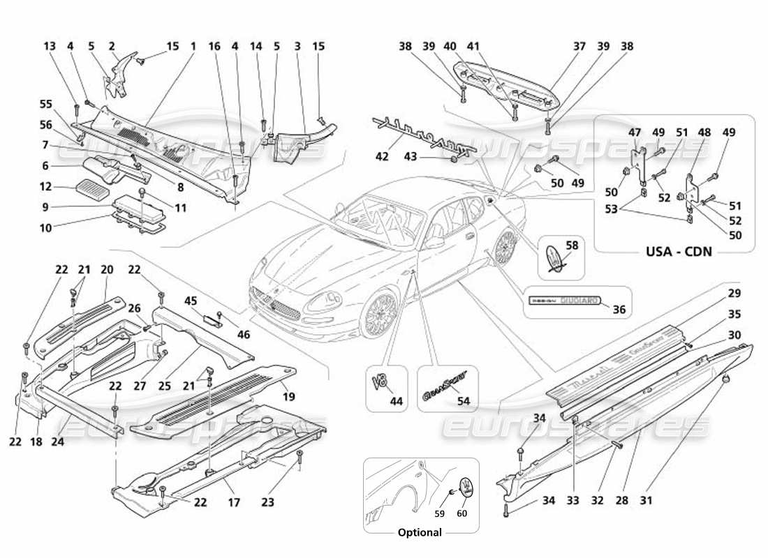 un schéma de pièces du catalogue de pièces maserati 4200 gransport (2005)