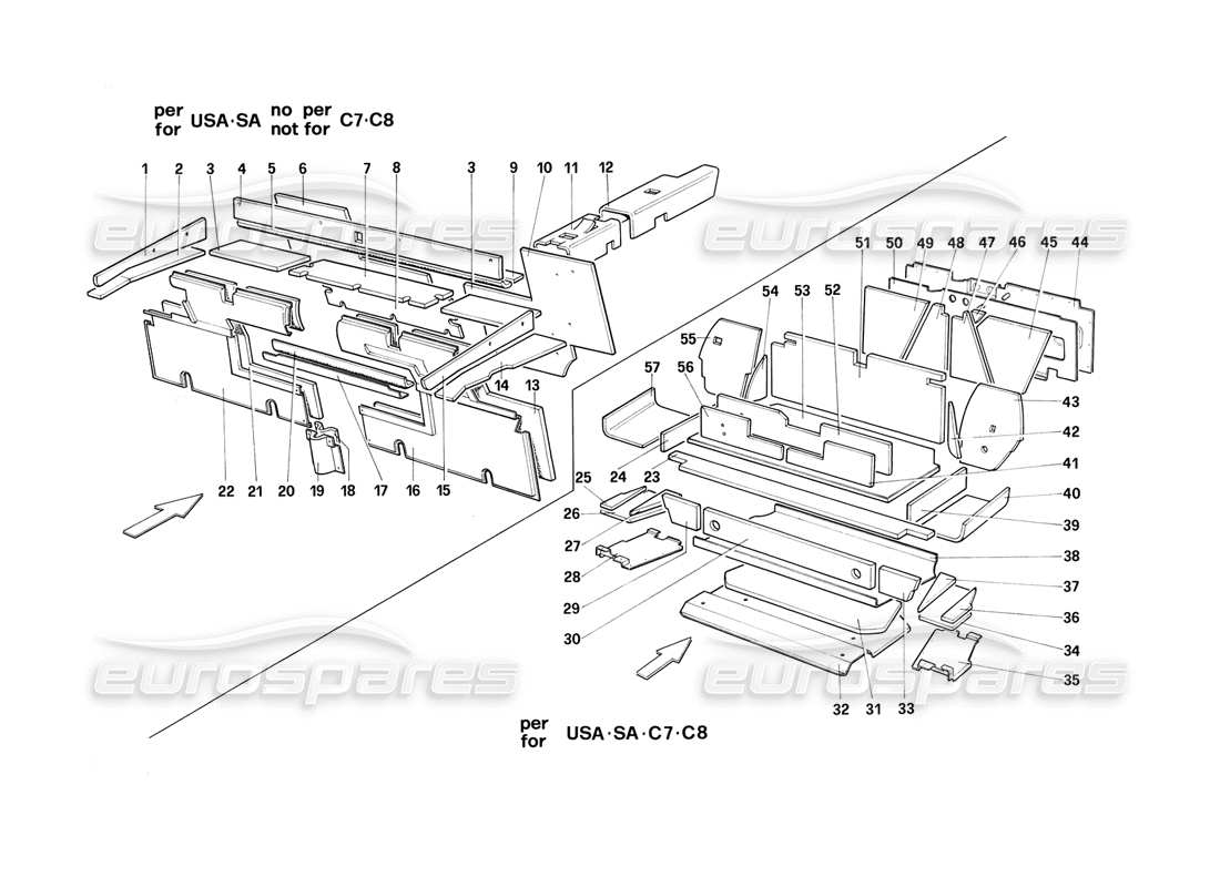un schéma de pièces du catalogue de pièces ferrari mondial 3.2 qv (1987)