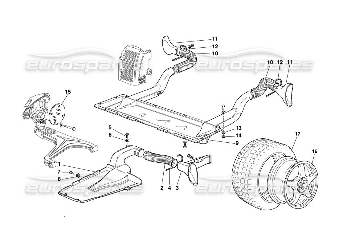 un schéma de pièces du catalogue de pièces ferrari 348 challenge (1995)