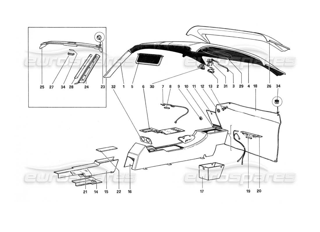 un schéma de pièces du catalogue de pièces ferrari 208 turbo (1982)