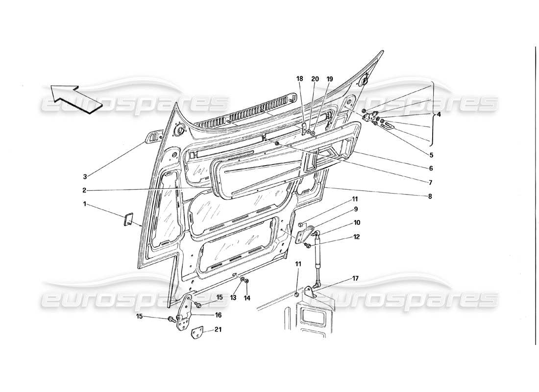 un schéma de pièces du catalogue de pièces ferrari 348 (1993) tb / ts